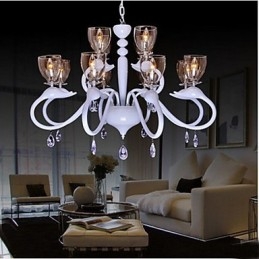 סגנון אירופאי קריסטל Droplight אינדיבידואליות Creative Swan 12 Light Chandelier