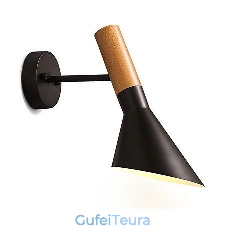 סגנון צפון אירופה עץ גרגר מתכת אורות קיר סלון מסעדה זווית אור מתכווננת