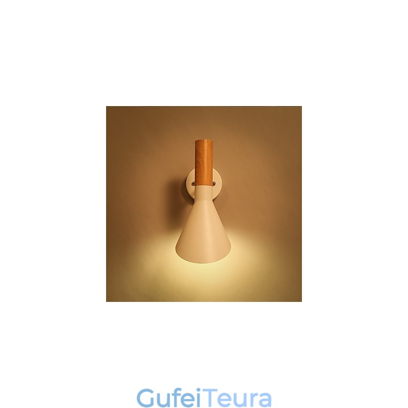 סגנון צפון אירופה עץ גרגר מתכת אורות קיר סלון מסעדה זווית אור מתכווננת