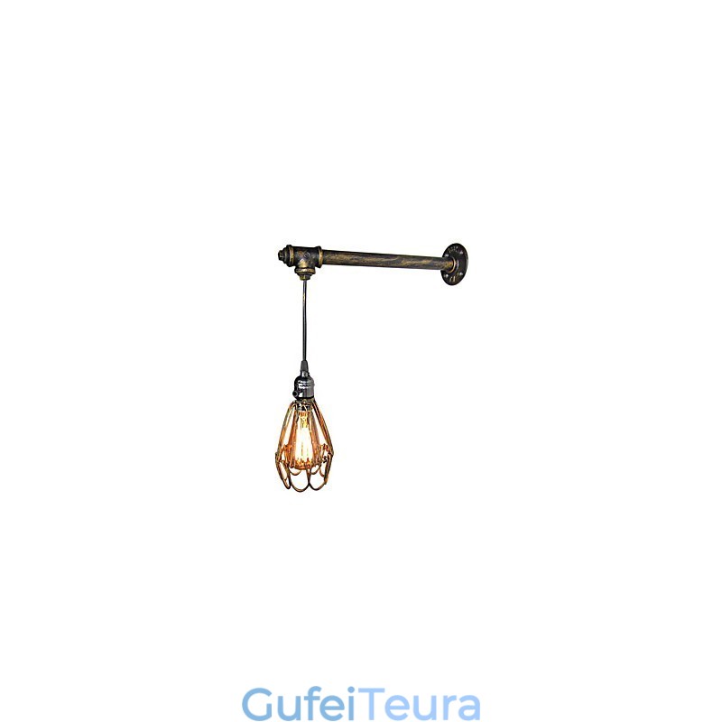 לופט מנורת פמוט קיר וינטג' מסעדה בית קפה מסדרון בר ברזל כלוב מנורת קיר תעשיית צנרת ברזל