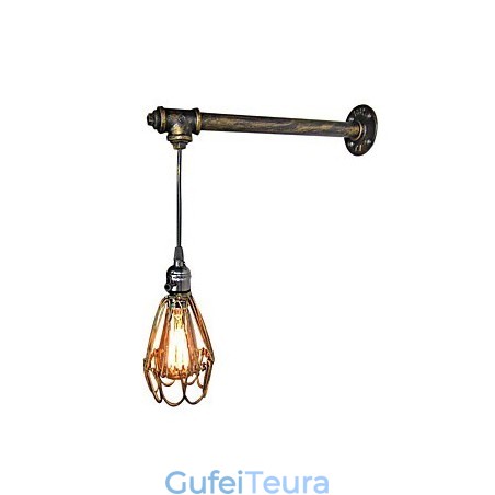 לופט מנורת פמוט קיר וינטג' מסעדה בית קפה מסדרון בר ברזל כלוב מנורת קיר תעשיית צנרת ברזל