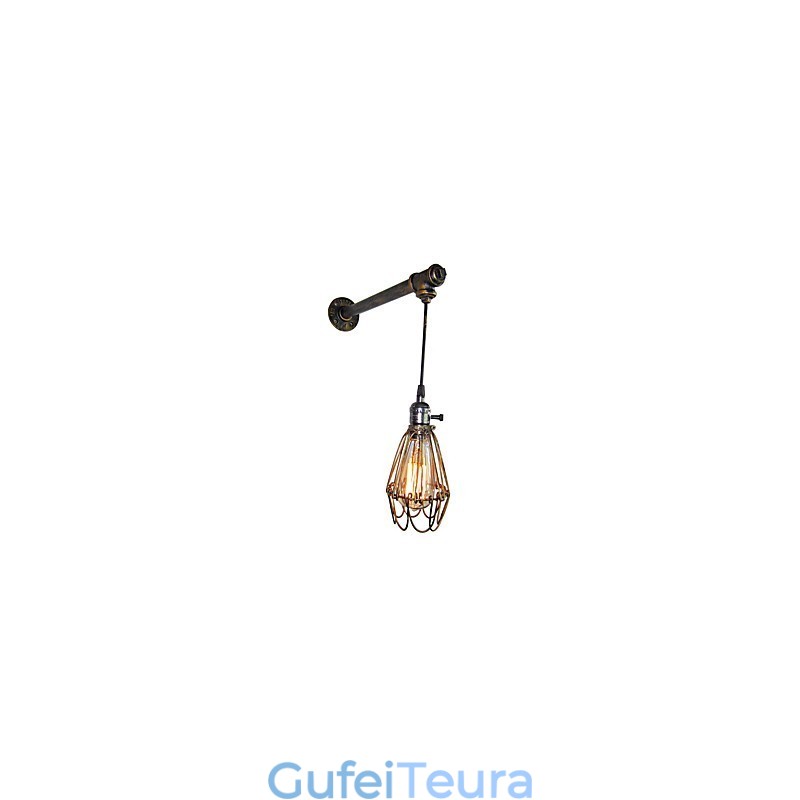 לופט מנורת פמוט קיר וינטג' מסעדה בית קפה מסדרון בר ברזל כלוב מנורת קיר תעשיית צנרת ברזל