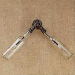 רטרו אמריקן כפר יצירתי תעשיית רוח מעצב בקבוק מים מנורת קיר קיר תכלת שקוף