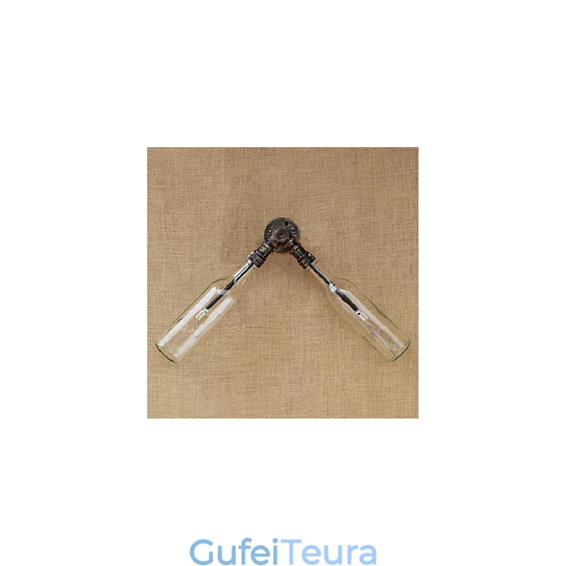 רטרו אמריקן כפר יצירתי תעשיית רוח מעצב בקבוק מים מנורת קיר קיר תכלת שקוף