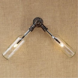 רטרו אמריקן כפר יצירתי תעשיית רוח מעצב בקבוק מים מנורת קיר קיר תכלת שקוף