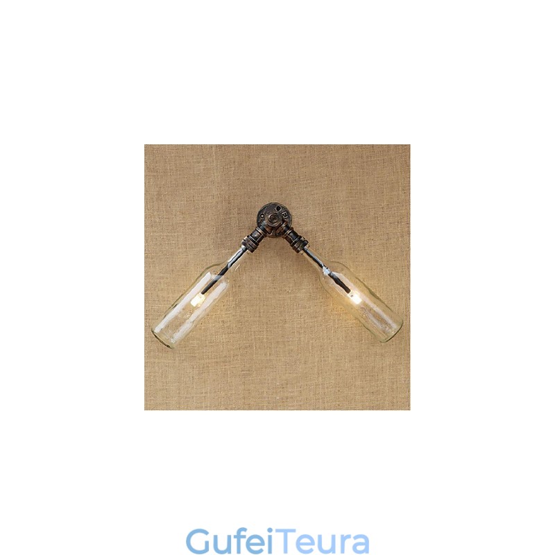 רטרו אמריקן כפר יצירתי תעשיית רוח מעצב בקבוק מים מנורת קיר קיר תכלת שקוף