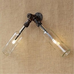 רטרו אמריקן כפר יצירתי תעשיית רוח מעצב בקבוק מים מנורת קיר קיר תכלת שקוף