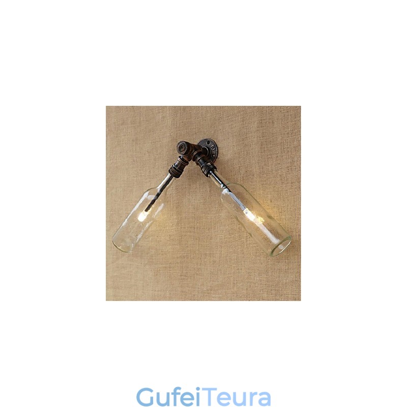 רטרו אמריקן כפר יצירתי תעשיית רוח מעצב בקבוק מים מנורת קיר קיר תכלת שקוף