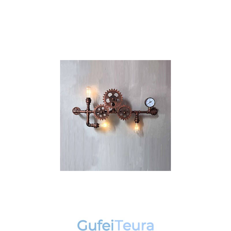 צינור תעשייתי וינטג' אורות קיר עץ צורת ציוד יצירתי אורות סיבוב מסעדה קפה בר תאורת קישוט