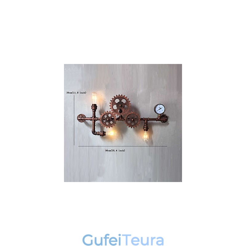 צינור תעשייתי וינטג' אורות קיר עץ צורת ציוד יצירתי אורות סיבוב מסעדה קפה בר תאורת קישוט