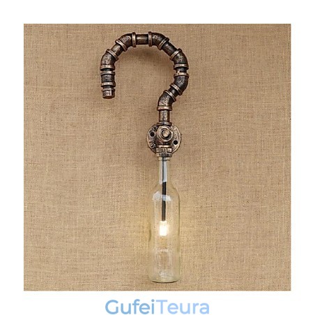 רטרו אמריקן כפר יצירתי תעשיית רוח מעצב בקבוק מים מנורת קיר אור