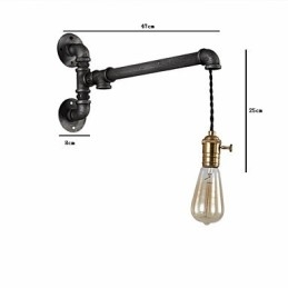 צינור תעשייתי וינטג' אורות קיר עם מתג Creative Lights תאורת קישוט למסעדה בית קפה בר עם גימור צבוע אחד
