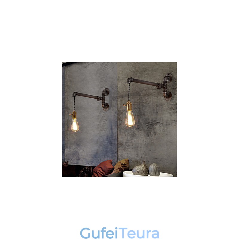צינור תעשייתי וינטג' אורות קיר עם מתג Creative Lights תאורת קישוט למסעדה בית קפה בר עם גימור צבוע אחד