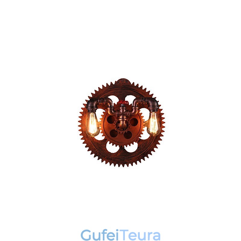 2 ראשים וינטג' אורות קיר תעשייתיים עץ צורת ציוד אורות מסעדה בית קפה בר קישוט פמוטים קיר