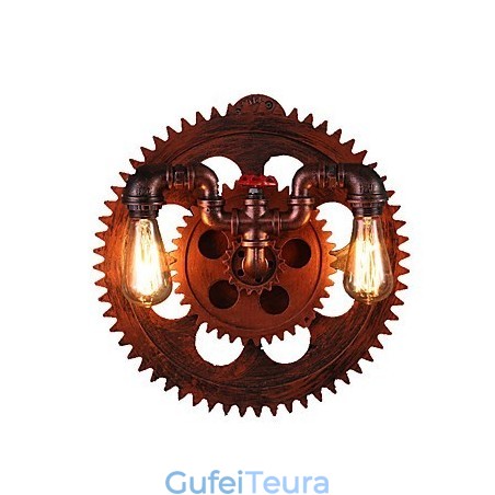 2 ראשים וינטג' אורות קיר תעשייתיים עץ צורת ציוד אורות מסעדה בית קפה בר קישוט פמוטים קיר