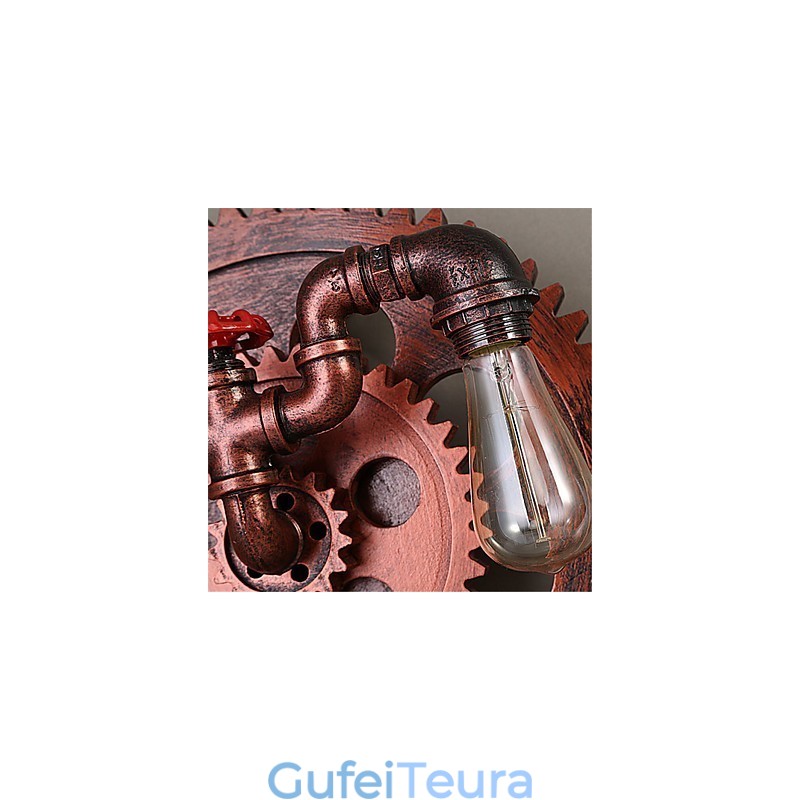 2 ראשים וינטג' אורות קיר תעשייתיים עץ צורת ציוד אורות מסעדה בית קפה בר קישוט פמוטים קיר