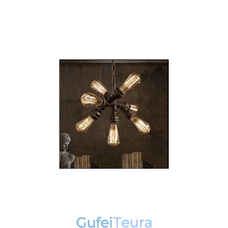 צינור מים תעשייתי אמריקאי בסגנון רטרו רוח 7 נברשת תליון אור