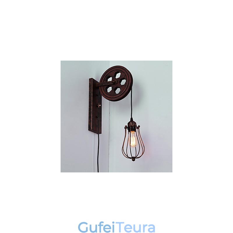 תעשייתי רטרו ברזל מנורת קיר Creative Personality Lift Pulley מנורת קיר
