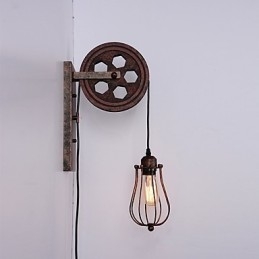 תעשייתי רטרו ברזל מנורת קיר Creative Personality Lift Pulley מנורת קיר