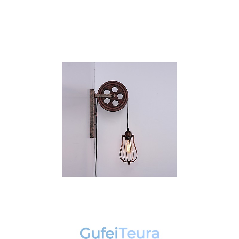 תעשייתי רטרו ברזל מנורת קיר Creative Personality Lift Pulley מנורת קיר