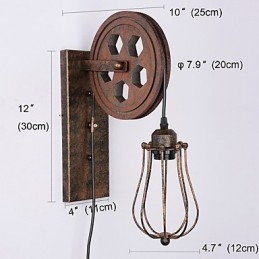 תעשייתי רטרו ברזל מנורת קיר Creative Personality Lift Pulley מנורת קיר