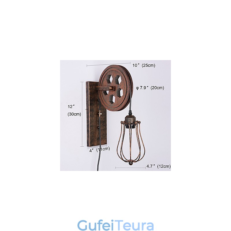 תעשייתי רטרו ברזל מנורת קיר Creative Personality Lift Pulley מנורת קיר