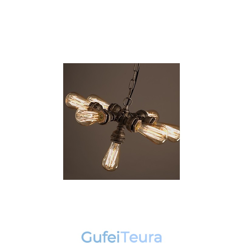 צינור מים תעשייתי אמריקאי בסגנון רטרו רוח 7 נברשת תליון אור