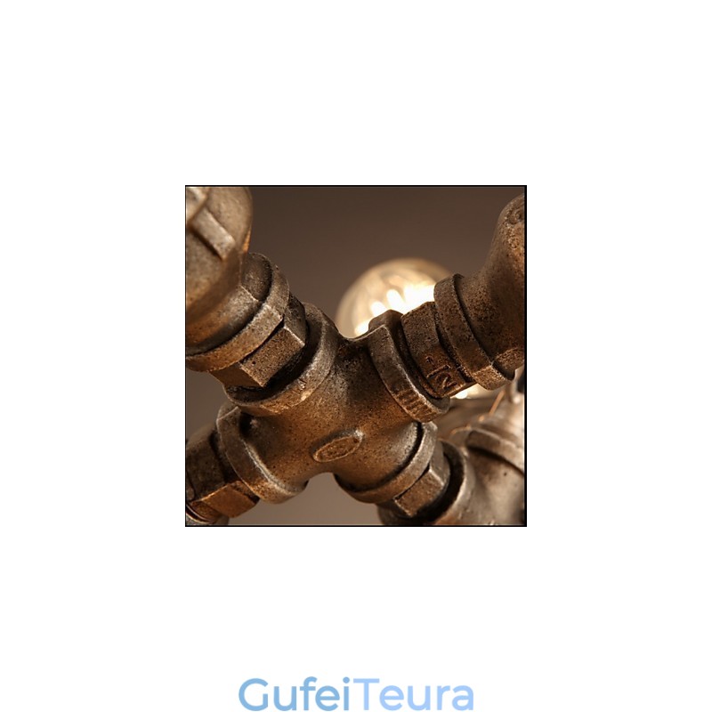 צינור מים תעשייתי אמריקאי בסגנון רטרו רוח 7 נברשת תליון אור