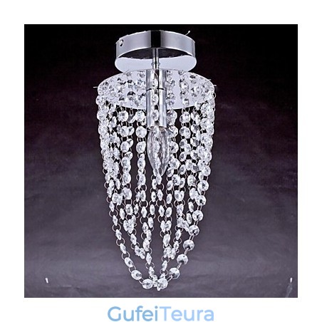 מנורות תקרה 1 אור קריסטל ציפוי נירוסטה אומנותי