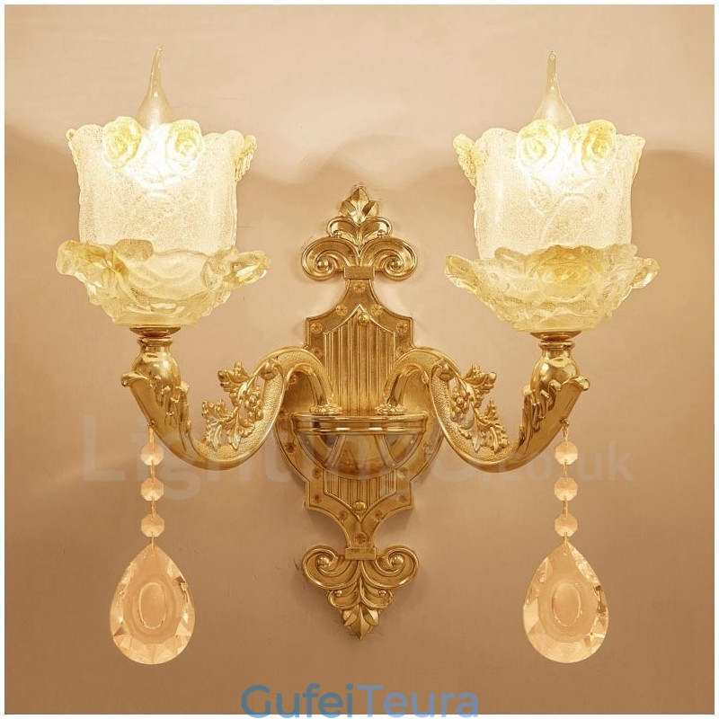 2 אור מסורתי קלאסי סלון פינת אוכל חדר מיטה מתכת פמוטי קיר מקורה