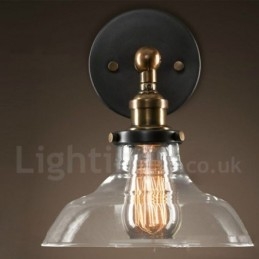 1 אור קיר כפרי לודג' חדר שינה עם הצללה זכוכית