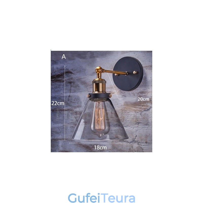 1 אור קיר כפרי לודג' חדר שינה עם הצללה זכוכית