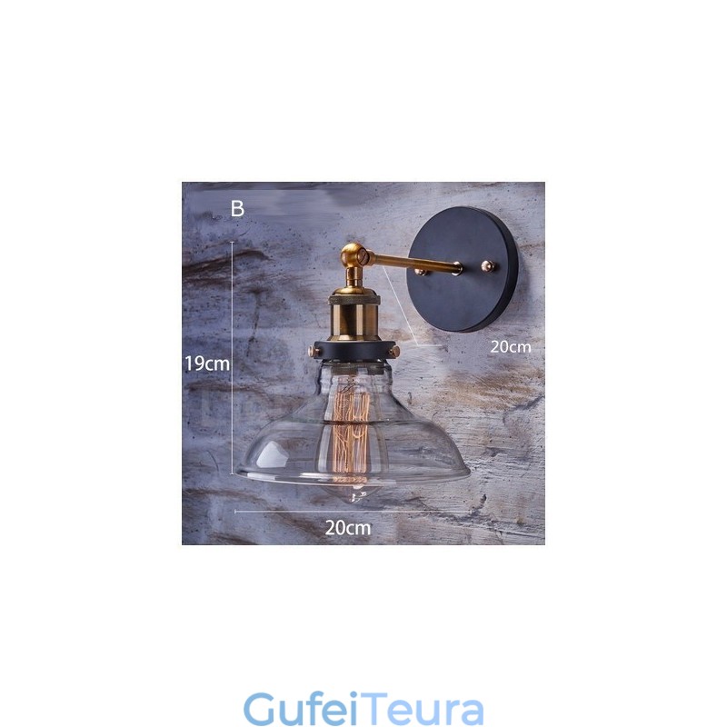 1 אור קיר כפרי לודג' חדר שינה עם הצללה זכוכית