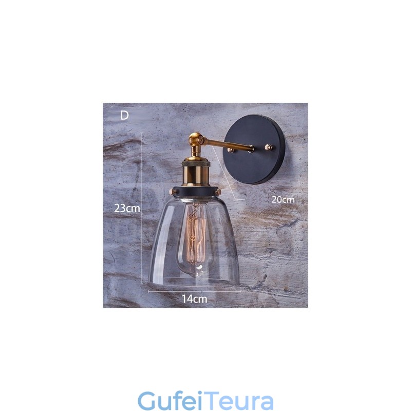 1 אור קיר כפרי לודג' חדר שינה עם הצללה זכוכית