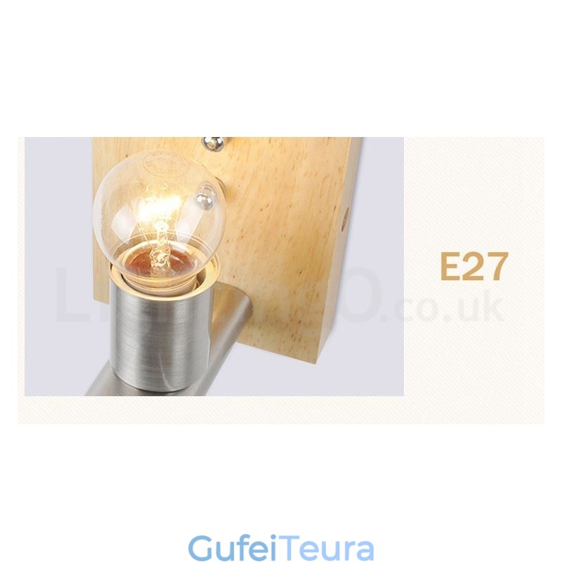 מודרני עכשווי עץ נירוסטה אורות קיר עם הצללה זכוכית למעבר בר קפה חדר שינה חדר שינה מנורת קיר לופט גלגלת