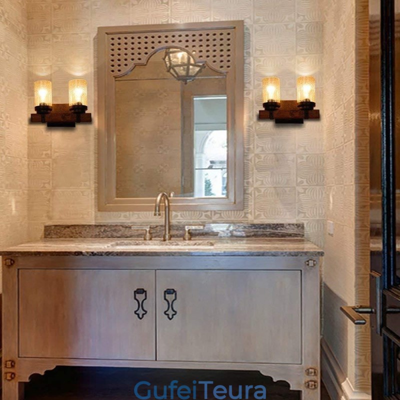 2 אור וינטג' עץ תעשייתי אור קיר עבור בר רוח מסעדת קפה לופט