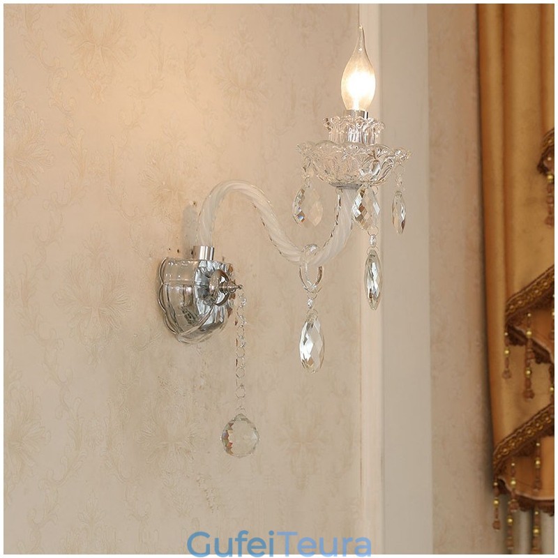 1 אור תואם קריסטל נר קיר רטרו מזכוכית