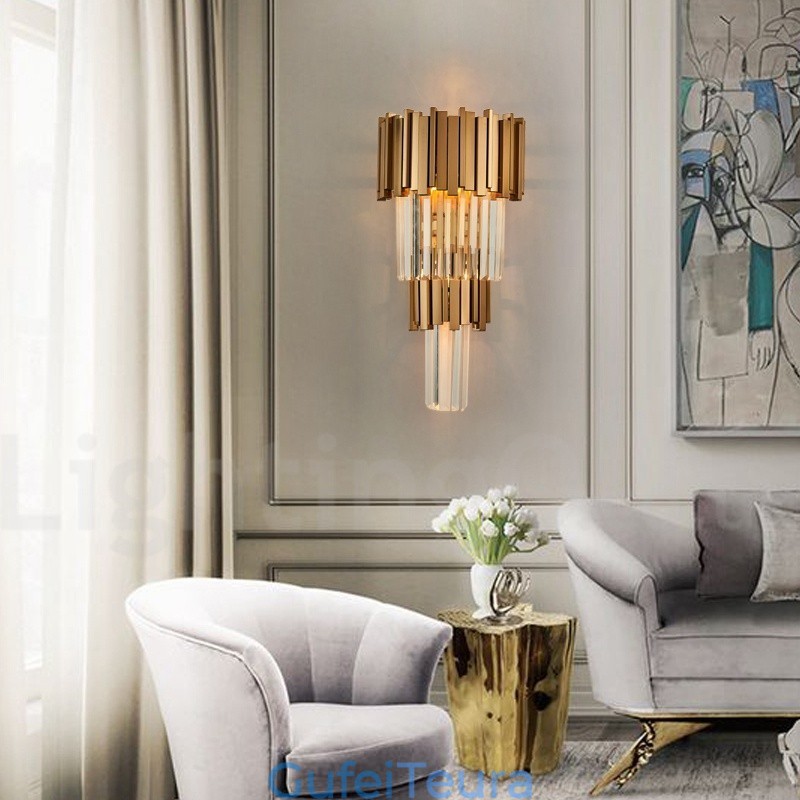 פנס קיר קריסטל מודרני יוקרתי K9 עם גוון קריסטל