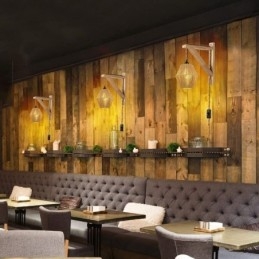 פמוט קיר חבל נייר אמריקאי פסטורלי אור קיר רטרו עם תקע