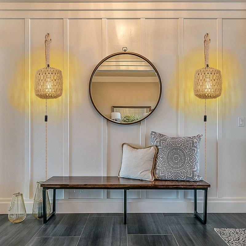 אמריקאי רטרו פמוט קיר 3M חבל קנבוס תליית קו נייר חבל ארוג אהיל