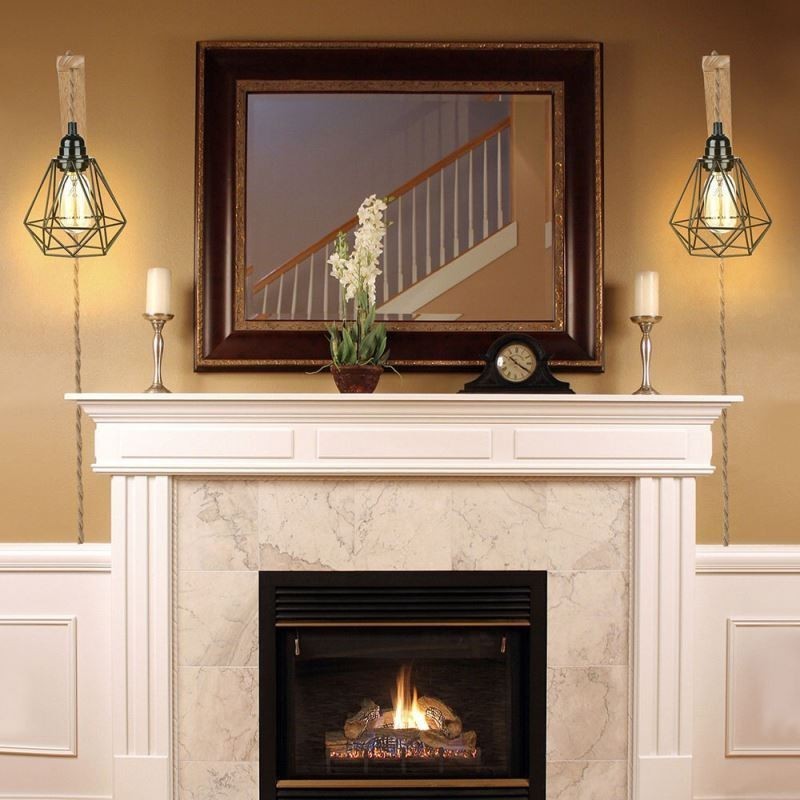 פמוט קיר אמריקאי רטרו 2.5 מ' חוט תליית חבל קנבוס אהיל צבוע ברזל שחור