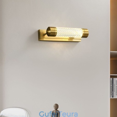 מנורת קיר פליז אקריליק צילינדר מראה קדמי אור