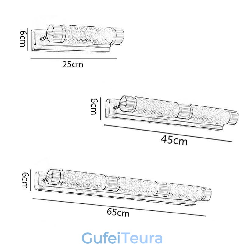 מנורת קיר פליז אקריליק צילינדר מראה קדמי אור