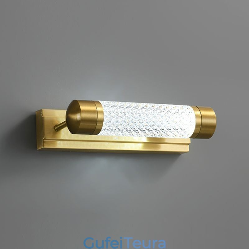 מנורת קיר פליז אקריליק צילינדר מראה קדמי אור