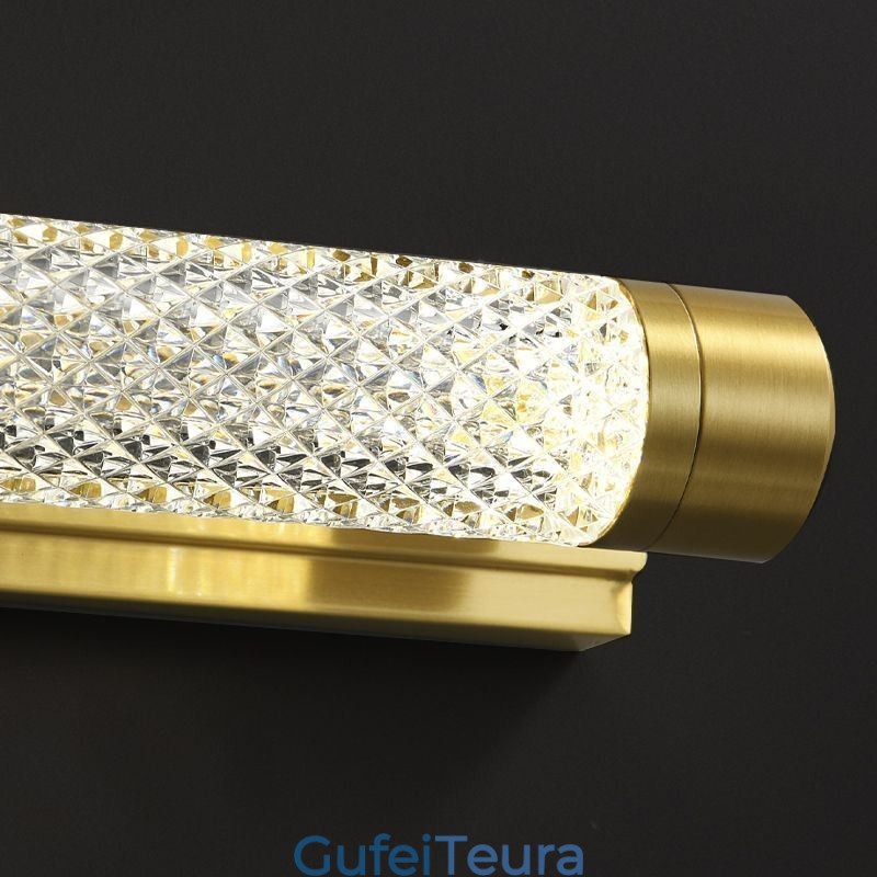 מנורת קיר פליז אקריליק צילינדר מראה קדמי אור