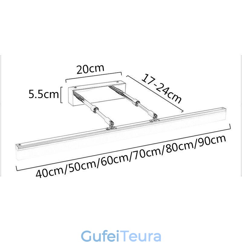 מראה קדמי אור אקריליק נמתח מנורת פמוט מסדרון חדר רחצה