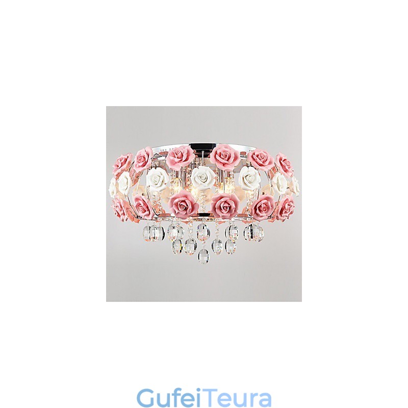 Country Crystal Flush Mount מצופה אלקטרו