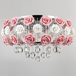 Country Crystal Flush Mount מצופה אלקטרו