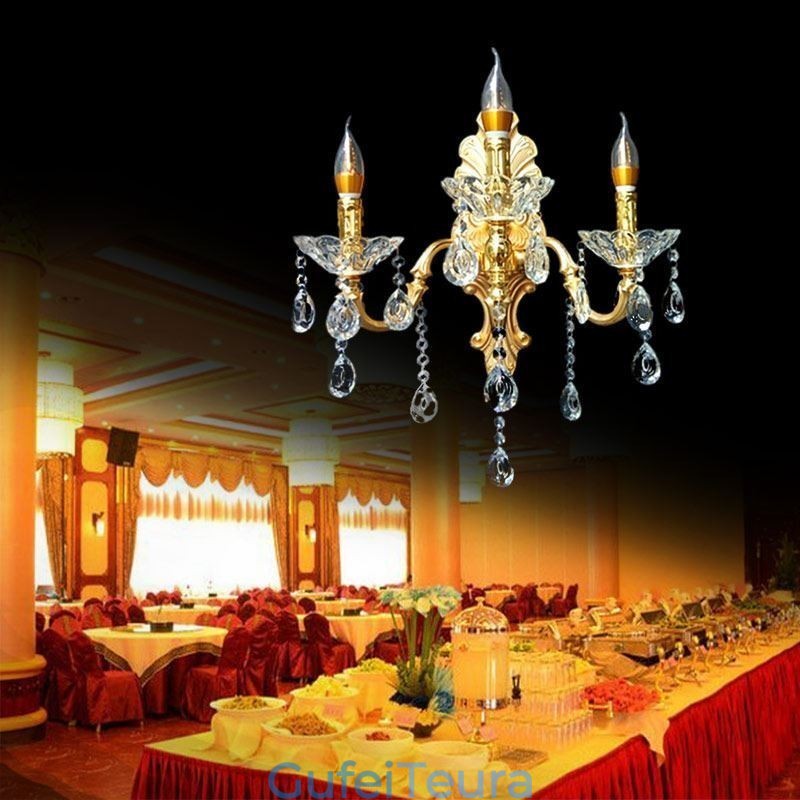 מנורת קיר אירופאית פמוט קיר מפואר קריסטל טיפת קישוט מנורת תאורת ליד המיטה