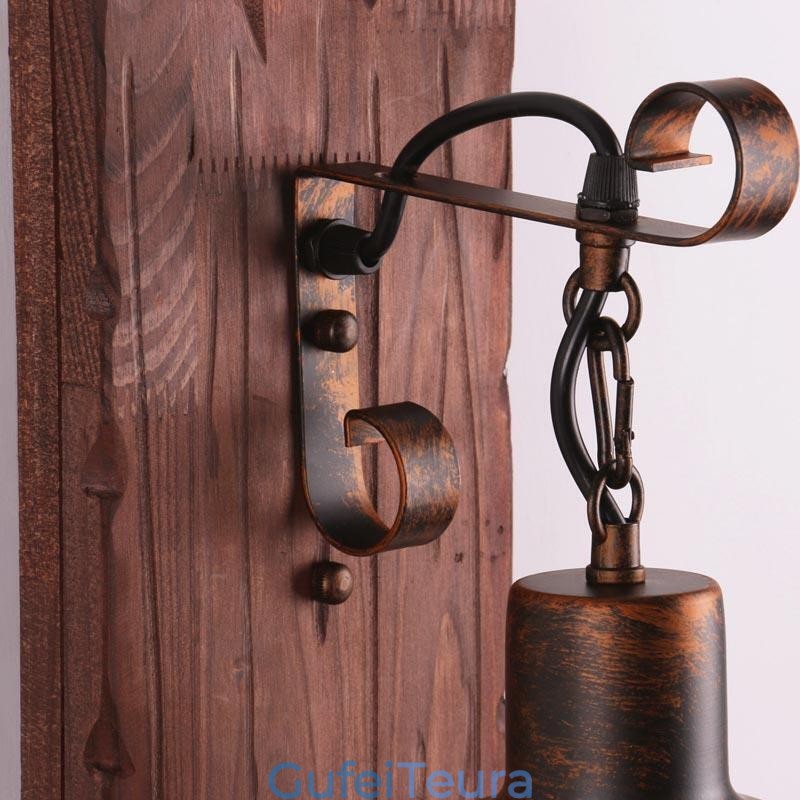 אמריקן וינטג' אור תעשייתי LOFT קיר פמוט עץ מלא זכוכית מנורה אור